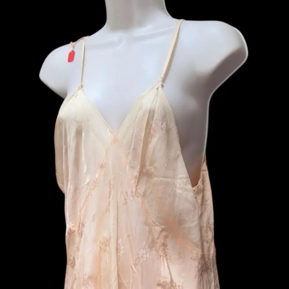 1930’s Cream Orangle Bias Cut Slip Dress Nightgown Floral Embossed Vintage READ - Picture 2 of 16